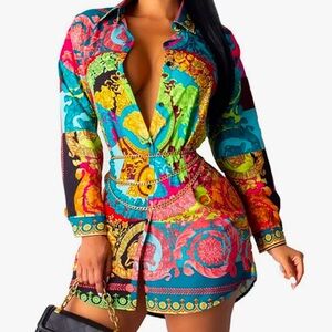 Multicolor Floral Print T-Shirt Dress